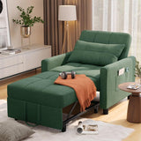 Sleeper Sofa, Convertible Chair Bed with Pillow and 3-Level Adjustable Backrest for Living Room, Green