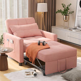 Sleeper chair, Lofka Convertible Recliner Chair with Adjustable Backrest and Pull Out Couch, Single Couches for Small Spaces, Pink