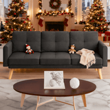 Lofka 68" Sofa and Couch with Side Storage Pocket and 4" Thick Cushions for Living Room, Dark Gray Modern Home Furniture
