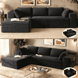 Sofa, Lofka 105" L-Shaped Sectional Couch for Living Room, High-Resilience Foam & Premium Corduroy Fabric, Free Assembly, Black
