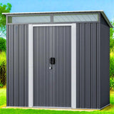 Lofka 6’x4’ Outdoor Storage Shed with Sliding Lockable Doors, Garden Metel Sheds for Backyard, Patio, Dark Gray