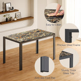 Asofer Glass Kitchen Table and Chairs Set with 6, 7 Piece Dining Table Sets, PU Leather Chair, Marble