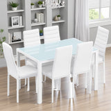 Dining Table Set for 6, Jolifa Kitchen Furnitrue Set with High Back Chairs for House, Apartment, Kitchen, Modern White