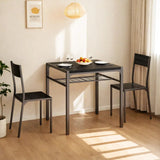Dining Table Set for 2, 3 Piece Kitchen Furniture Set with MDF Chairs & Space-Saving Table with Storage Shelf, Compact Breakfast Table for Studio Apartments & Tiny Homes,Black