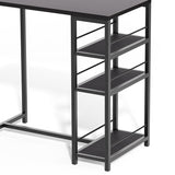 Asofer Dining Table for 2 Persons with PU Upholstered Chairs and 3 Storage Shelves for Small Space Ktchen,Black