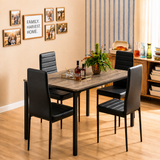 Asofer 5-Piece Dining Table Set for 4,PU LeatherUpholstered Kitchen Table & Chairs,Compact Small Space Dinette for Apartment & Dining Room,Gray