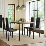 Dining Table Set for 4, Asofer Kitchen Table Set of 4, with Upholstered PU Leather Chairs for Dining Room, Apartment, Small Space, Grey