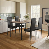 Dining Table Set for 4, Asofer Kitchen Table Set of 4, with Upholstered PU Leather Chairs for Dining Room, Apartment, Small Space, Grey