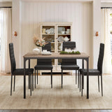 Dining Table Set for 4, Asofer Kitchen Table Set of 4, with Upholstered PU Leather Chairs for Dining Room, Apartment, Small Space, Grey