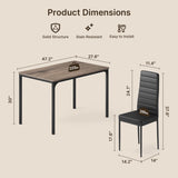 Dining Table Set for 4, Asofer Kitchen Table Set of 4, with Upholstered PU Leather Chairs for Dining Room, Apartment, Small Space, Grey