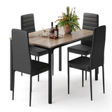 Dining Table Set for 4, Asofer Kitchen Table Set of 4, with Upholstered PU Leather Chairs for Dining Room, Apartment, Small Space, Grey