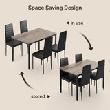 Dining Table Set for 4, Asofer Kitchen Table Set of 4, with Upholstered PU Leather Chairs for Dining Room, Apartment, Small Space, Grey