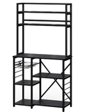 5 Tiers Industrial Bookcases and Bookshelves, Metal Wood Display Shelf - Black