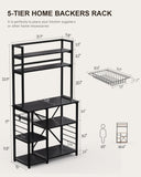 5 Tiers Industrial Bookcases and Bookshelves, Metal Wood Display Shelf - Black