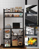 5 Tiers Industrial Bookcases and Bookshelves, Metal Wood Display Shelf - Black