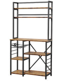 5 Tiers Industrial Bookcases and Bookshelves, Metal Wood Display Shelf - Retro