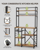 5 Tiers Industrial Bookcases and Bookshelves, Metal Wood Display Shelf - Retro