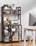 5 Tiers Industrial Bookcases and Bookshelves, Metal Wood Display Shelf - Retro