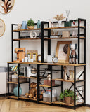 5 Tiers Industrial Bookcases and Bookshelves, Metal Wood Display Shelf - Retro