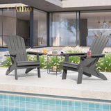 Folding Adirondack Chair, HIPS All-Weather Patio Chairs Set of 2 with Cup Holder,  for Patio Garden Backyard Lawn Outdoors Fire Pit - Gray