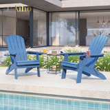 Folding Adirondack Chair, HIPS All-Weather Patio Chairs Set of 2 with Cup Holder,  for Patio Garden Backyard Lawn Outdoors Fire Pit - Blue