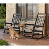Noelse Patio Rocking Chair Set of 2, Outdoor HIPS Plastic Weather Resistant Porch Rocker, Black