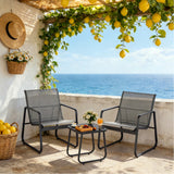 3-Piece Patio Furniture Set, Lofka Outdoor Bistro Table and Chairs for 2, Textilene Seat & Steel Frame for Backyard, Garden, Lawn, Gray