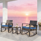 Patio Furniture Set,Asofer 3 Pieces Outdoor Bisto Set with Cushion for Greenhouse，Balcony Backyard Poolside，Blue