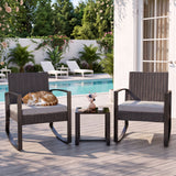 Patio Furniture Set on Sale, Rocking Bistro Set Chair with Coffee Table for Balcony, Backyard, Gray