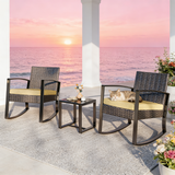 Patio Furniture Set,Asofer 3 Pieces Outdoor Bisto Set with Cushion for Greenhouse，Balcony Backyard Poolside，Beige