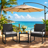 Patio Furniture Set on Sale, All-Weather Outdoor Rattan Bistro Wicker Chairs with Glass Table for Lawn, Poolside, Porch, Gray