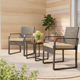 3 PCS Patio Furniture Set, Asofer Modern Rattan Chair Conversation Sets with Coffee Table,for Poolside, balcony, Beige