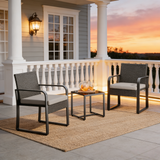 Patio Chair Set，Asofer 3 Pieces Outdoor Bisto Set with Cushions & Glass Table