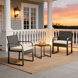 Patio Chair Set，Asofer 3 Pieces Outdoor Bisto Set with Cushions & Glass Table