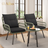 3-Piece Patio Furniture Set, Patio Bistro Set with Outdoor Table and Chairs For Garden, Balcony, Poolside - Black