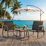 Asofer 3-Piece Patio Furniture Set, Rocking Chair with Soft Cushion and Coffee Table, for Garden, Balcony, Backyard, Black