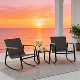 Outdoor Bisto Set, Asofer 4 Pieces Patio Furniture Set Including A Loveseat, Rocking Chairs Set of 2 with A Glass Table for Balcony, Porch, Lawn, Black
