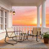 Outdoor Bisto Set, Asofer 4 Pieces Patio Furniture Set Including A Loveseat, Rocking Chairs Set of 2 with A Glass Table for Balcony, Porch, Lawn, Black