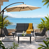 Patio Furniture Set on Sale, Asofer 4-PCS Bistro Set with Coffee Table for Poolside, Porch, Lawn, Black
