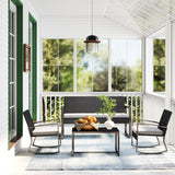 Asofer 4-Piece Outdoor Furniture,Patio Conversation Sets with Coffee Table,Loveseat and Rocking chair,Gray