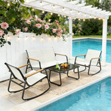 4-Piece Outdoor Patio Furniture Set with Glass Table,Asofer Lightweight Bistro Table and Chair Set for Poolside,Lawn