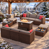 Asofer 9-Piece Modular Fire Pit Patio Conversation Set,Includes 4-Pcs Outdoor Furniture Set of 2 & A Fire Pit