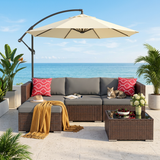 Patio Furniture Set on Sale, Asofer 5 PCS Outdoor Sectional Furniture Sofa Set with Cushion & Glass Table, Gray