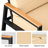 Aiho Outdoor Patio Furniture Set with Weather-Resistant Table, 4 piece patio furniture with Soft Cushion, For Backard, Poolside, Living Room, Patio, Porch, Garden and Balcony - Beige