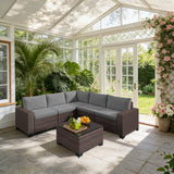 6 Piece Outdoor Sectional Sofa，Asofer Spacious Patio Conversation Sets