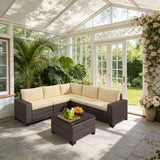 6 Piece Outdoor Sectional Sofa，Asofer Spacious Patio Conversation Sets
