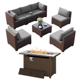 Asofer Outdoor Furniture Set with Fire Pit Table, Modern Patio Conversation Sets for Porch, Backyard (Copy)