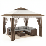 Patio Furniture Set - Includes 7 PCS Wicker Sectional sofa & 11x11 Pop Up Gazebo, 121 Square feet of Shade