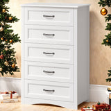 White Dresser for Bedroom, Lofka 5 Drawers Storage Cabinet for Entryway & Living Room