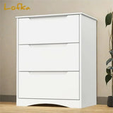 Wood 3 Drawer Dressers, Lofka Chest of Drawers for Bedroom with Smooth Metal Rail for Home Office Living Room,White